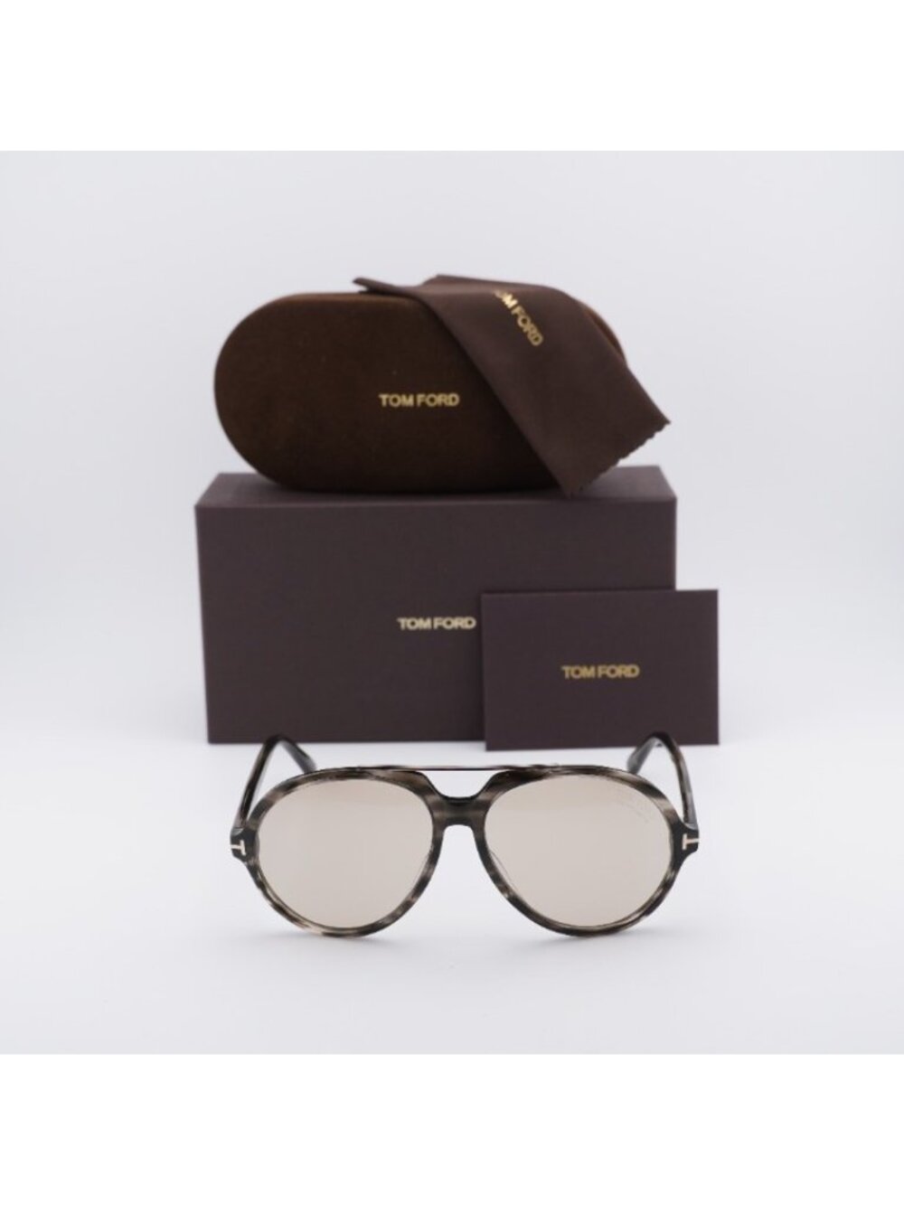 Tom Ford Aalto FT1210 56E Sunglasses Coloured Havana Aviator Frame, Brown Lenses - Picture 10 of 10